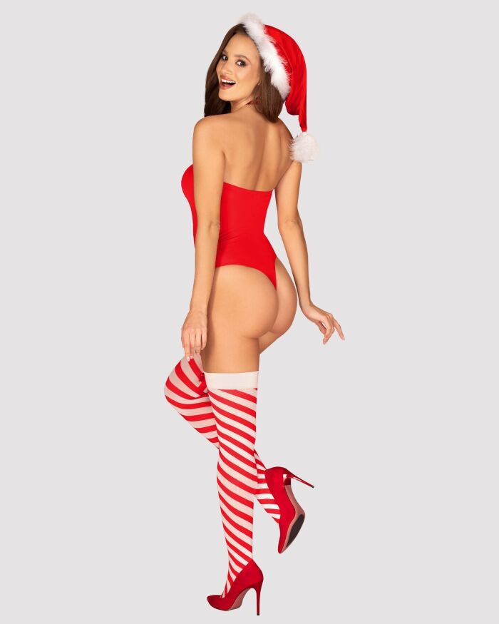 Боди Obsessive Kissmas teddy red L/XL (мятая упаковка!!!)