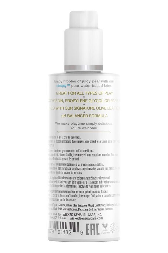 Лубрикант Wicked Sensual Care на водной основе с ароматом и вкусом Груши 70 ML