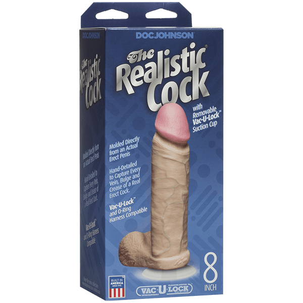 Фаллоимитатор Doc Johnson The Realistic Cock 8 inch White - PVC, Vack-U-Lock, диаметр 5,1см