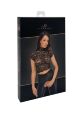 Топ Noir Handmade F303 Essence, XXL, black, кружевной, короткий рукав, воротник-стойка