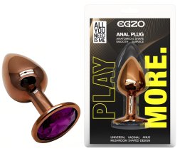 Анальна пробка з кристалом EGZO - Dark Gold Round Plug Purple, size S