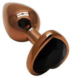 Анальна пробка з кристалом EGZO - Dark Gold Heart Plug Black, size S