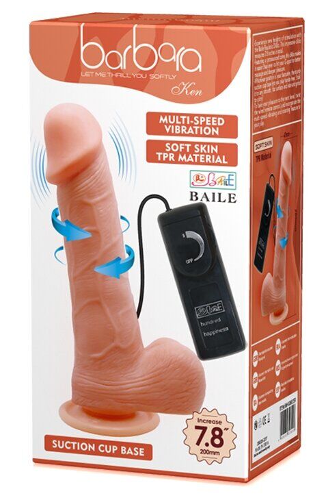 Вибратор на присоске с функцией ротации BARBARA 7,8'' Ken MULTI-SPEED VIBRATOR, BW-008015R