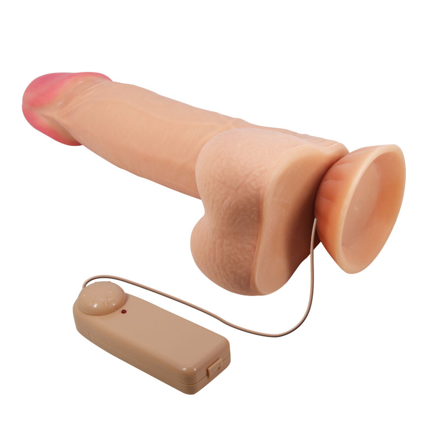 Вибратор на присоске с хребтом и эффектом скользящей кожи BAILE - Sliding Skin 8,5'' Flesh, BW-008105ZRG