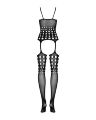 Бодистокинг Obsessive Bodystocking G310 S/M/L, топ, чулки, подвязках, круглые вырезы (мятая упаковка!!!)