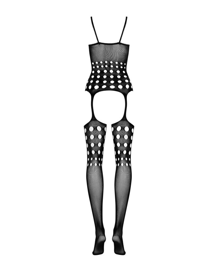 Бодистокинг Obsessive Bodystocking G310 S/M/L, топ, чулки, подвязках, круглые вырезы (мятая упаковка!!!)