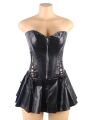 Корсет с юбкой Star Night Sexy Leather и трусиками в комплекте, черный, S