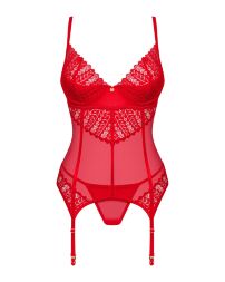 Комплект корсет и стринги Obsessive Ingridia corset &amp; thong XL/2XL, красный