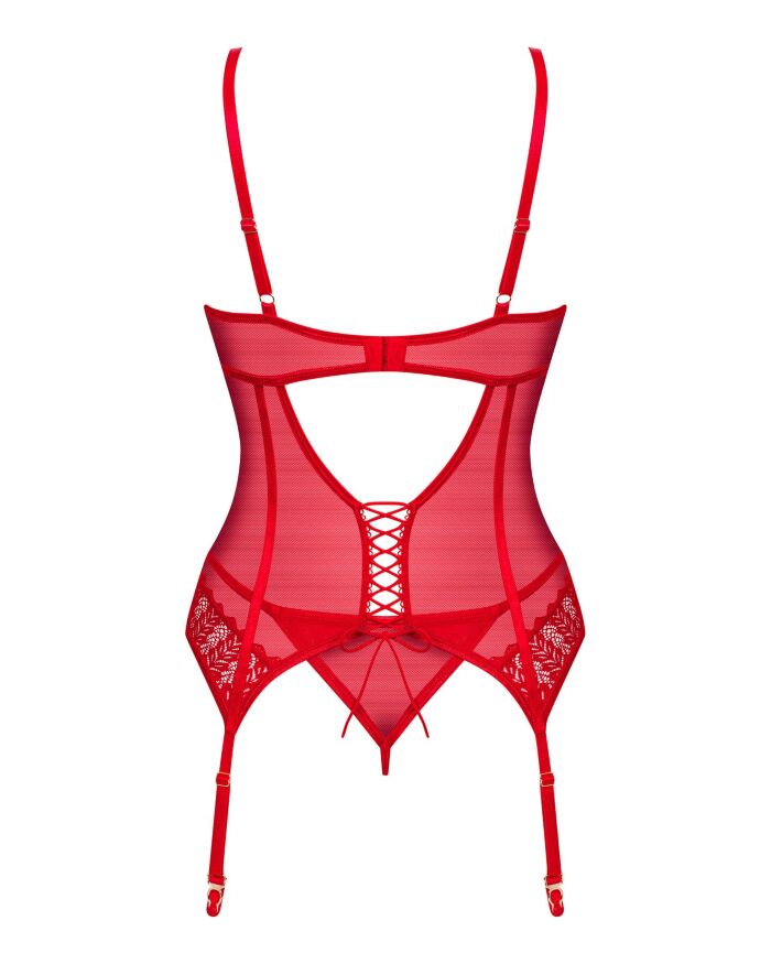 Комплект корсет и стринги Obsessive Ingridia corset &amp; thong XL/2XL, красный