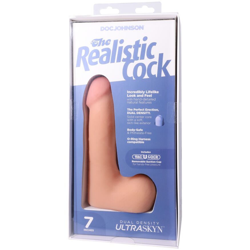 Фаллоимитатор Doc Johnson The Realistic Cock ULTRASKYN 7 Inch with Balls Vanilla (мятая упаковка!!!)
