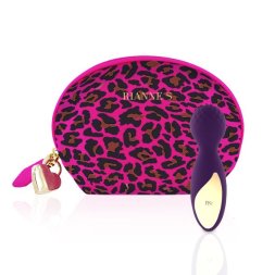 Мини вибромассажер Rianne S: Lovely Leopard Purple, 10 режимов работы, косметичка-чехол, мед.силикон