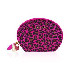 Мини вибромассажер Rianne S: Lovely Leopard Purple, 10 режимов работы, косметичка-чехол, мед.силикон