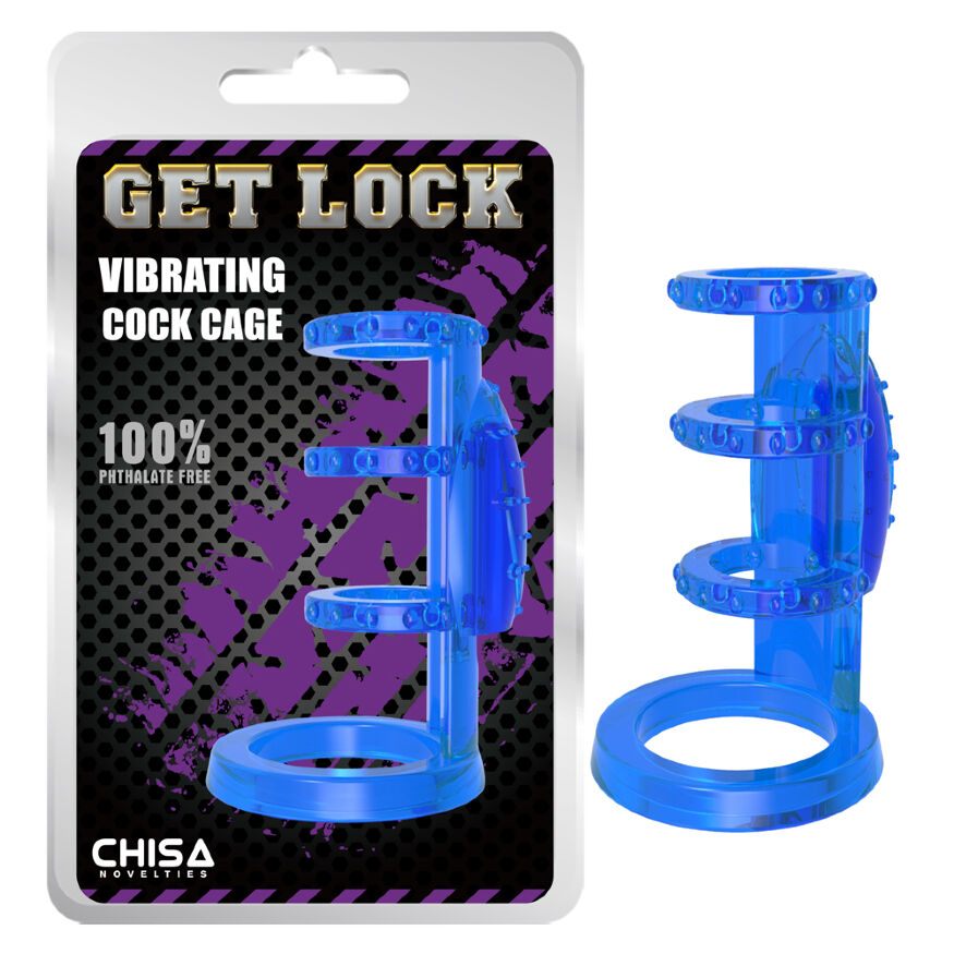 Насадка с вибрацией Chisa Get Lock Vibrating Cock Cage Blue