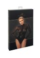 Боди Noir Handmade F321 Edge, XL, низ под латекс, верх сетка, молния на все тело, декор кольца