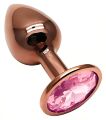 Анальная пробка с кристаллом EGZO - Dark Gold Round Plug Pink, size S