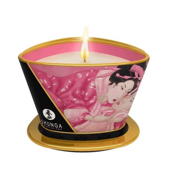 Масажна свічка Shunga Massage Candle  -  Rose Petals (170 мл) з афродизіаками