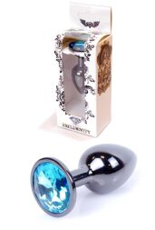 Анальна пробка - Jewellery Dark Silver PLUG- Light Blue