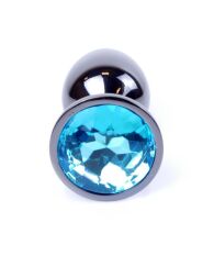 Анальна пробка - Jewellery Dark Silver PLUG- Light Blue