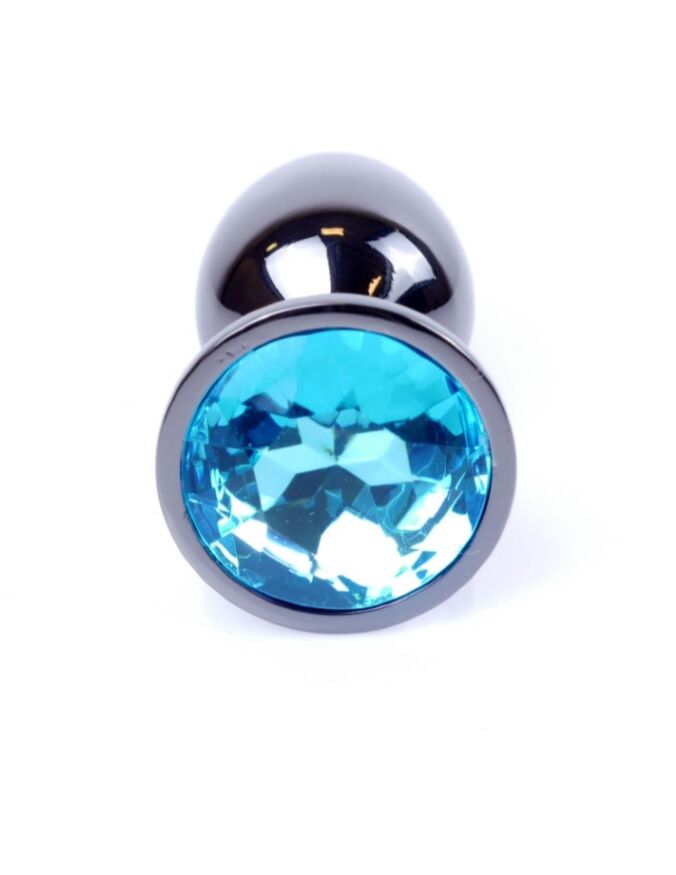 Анальна пробка - Jewellery Dark Silver PLUG- Light Blue