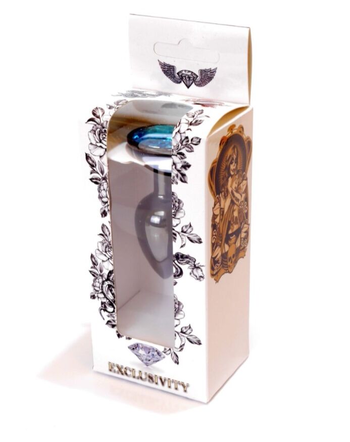 Анальна пробка - Jewellery Dark Silver PLUG- Light Blue