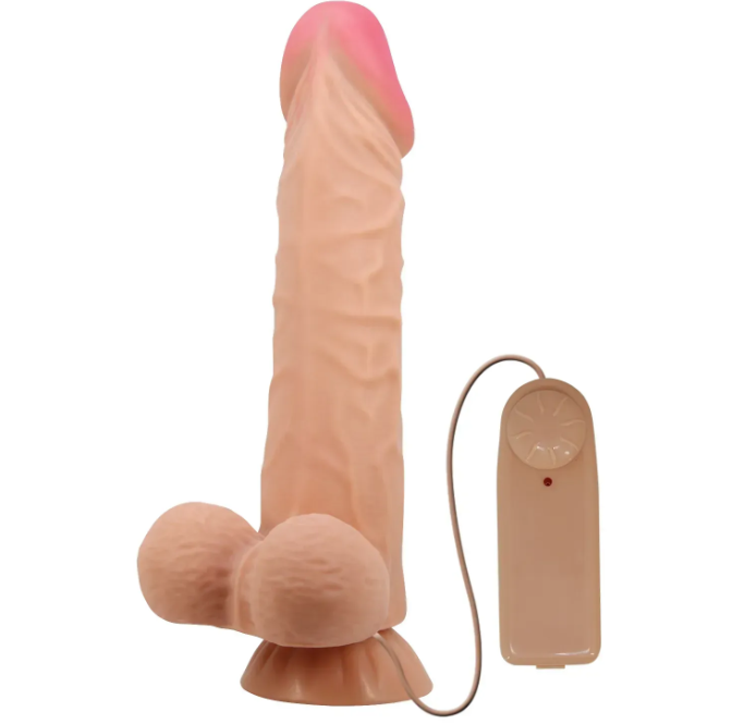 Вибратор на присоске с хребтом и эффектом скользящей кожи BAILE - Sliding Skin 9,4'' Flesh, BW-008104ZRG