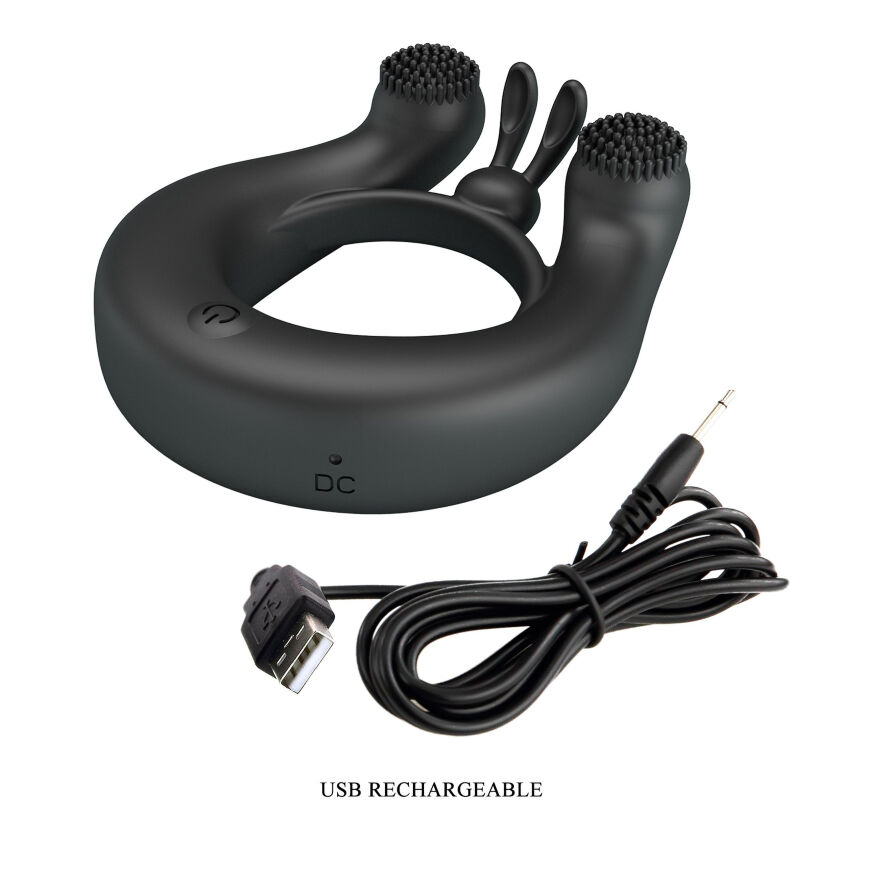 Эрекционное вибро кольцо Pretty Love - DAHLIA Vibrant Penis Ring BLACK, BI-210324