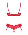 Комплект Obsessive Ingridia 2-pcs crotchless set XS/S, красный, с доступом, открытая грудь