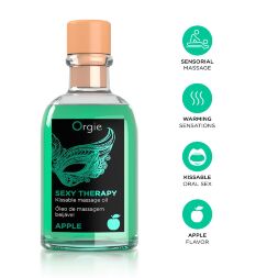 Набір для масажу Orgie  -  Sexy Therapy Apple (100 мл), їстівна розігрівальна олія + пір’їнка