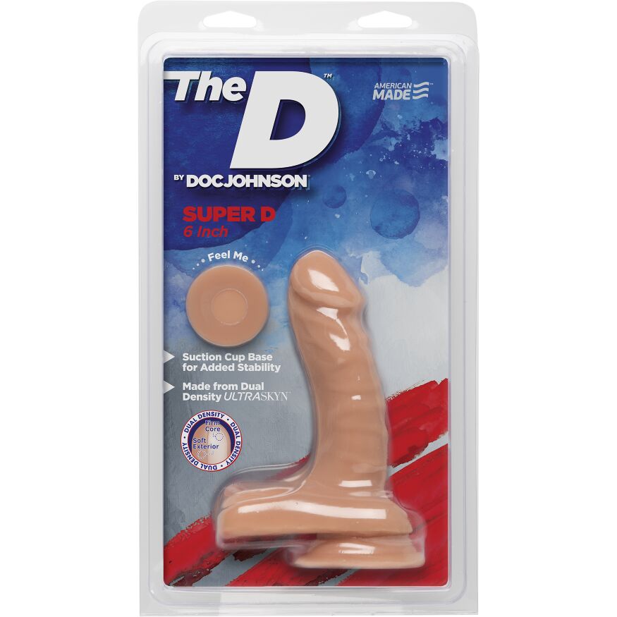 Фаллоимитатор из киберкожи Doc Johnson The D - Super D - 6 Inch With Balls - ULTRASKYN - White, диаметр 3,8см