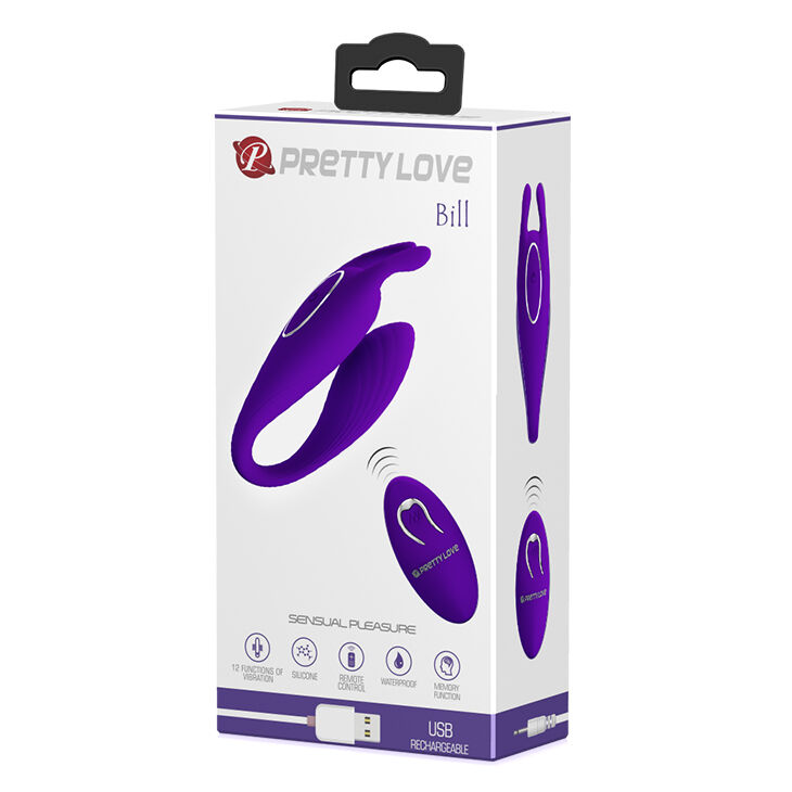 Вібратор для пар V-подібної форми Pretty Love Bill Stimulator Purple