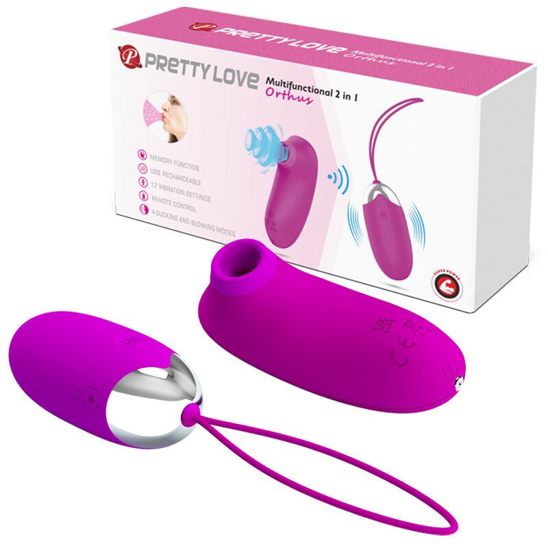 Виброяйце и клиторальный стимулятор - Pretty Love Orthus Multifunctional 2 in 1 Vibrator Purple