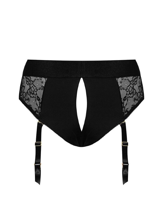 Кружевные трусы для страпона с подвязками Strap-On-Me DIVA HARNESS - M (сильно мятая упаковка)