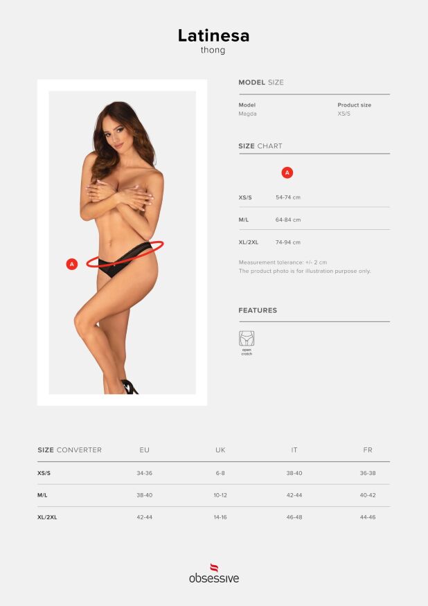 Трусики с доступом Obsessive Latinesa crotchless thong XS/S