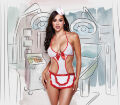 Игровой костюм медсестры NURSES NEGLIGEE WITH RED DETAILS AND HAT