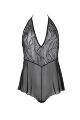 Боди Passion LEAFA BODY black S/M, на завязках, мягкая чашка, низ в виде шортиков