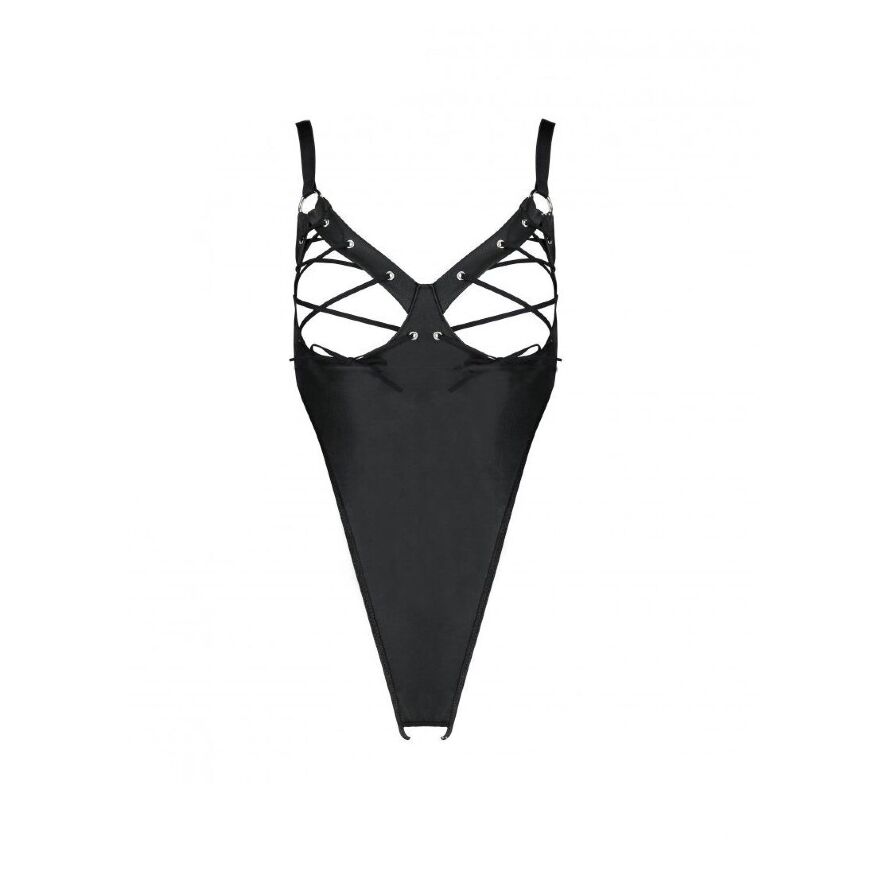 Боди из экокожи Celine Body black L/XL — Passion: с доступом, открытый