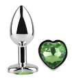 Анальная пробка с кристаллом EGZO - Silver Heart Plug Green size S