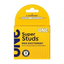 Презервативи латексні ONE Super Studs із шипами (ціна за упаковку, 3 шт.)