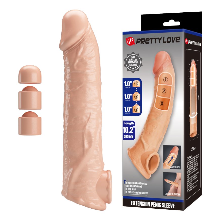 Удлинительная насадка на член - Pretty Love Extension Penis Sleeve Flesh, 26 см
