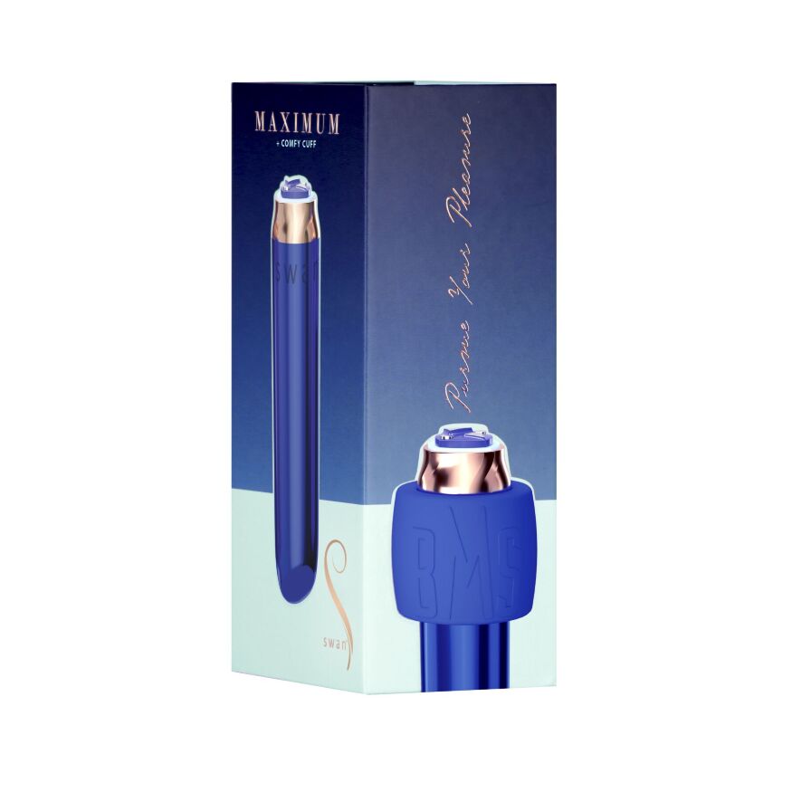 Вибропуля Swan Maximum + Comfy Cuff Blue, супермощная, разная интенсивность, силиконовая манжета