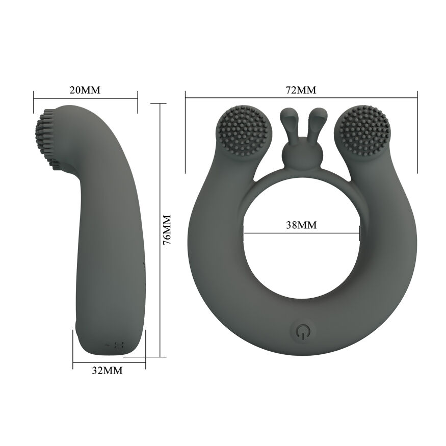 Эрекционное вибро кольцо Pretty Love - Master Ring GREY, BI-210324-1