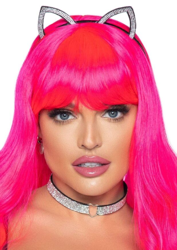 Серебристые ободок с кошачьими ушками и чокер Leg Avenue Cat Ear Headband and Choker