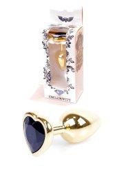 Анальна пробка - Jewellery Gold Heart Plug Black