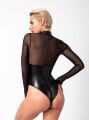 Боди Noir Handmade F321 Edge, 3XL, низ под латекс, верх сетка, молния на все тело, декор кольца
