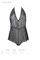 Боди Passion LEAFA BODY black, XXL/XXXL на завязках, мягкая чашка, низ в виде шортиков
