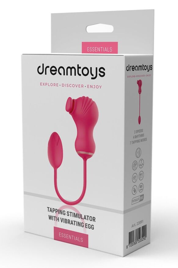 Гибкий двойной стимулятор и вибрационное яйцо Dream Toys Essentials, розовый