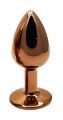 Анальна пробка з кристалом EGZO - Dark Gold Round Plug Lime, size S