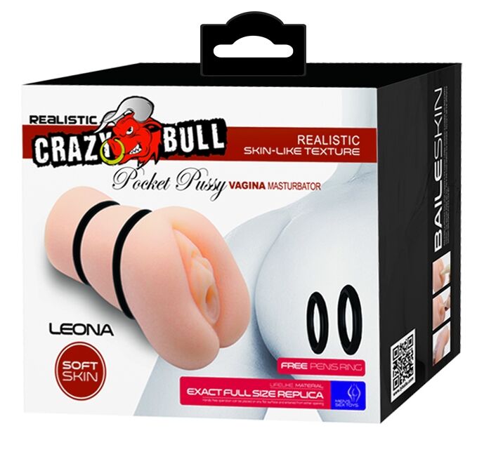 Мастурбатор-вагина Crazy Bull - LEONA Pocket Pussy vagina, BM-009225NH
