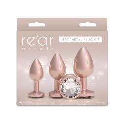Набор анальных пробок NS Novelties Rear Assets - Trainer Kit - Iridescent Champagne - Clear Gem