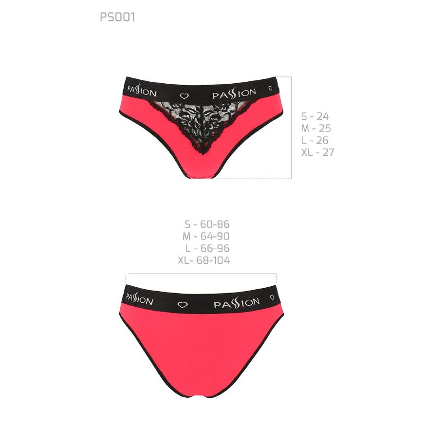 Трусики с широкой резинкой и кружевом PS001 PANTIES red/black S - Passion